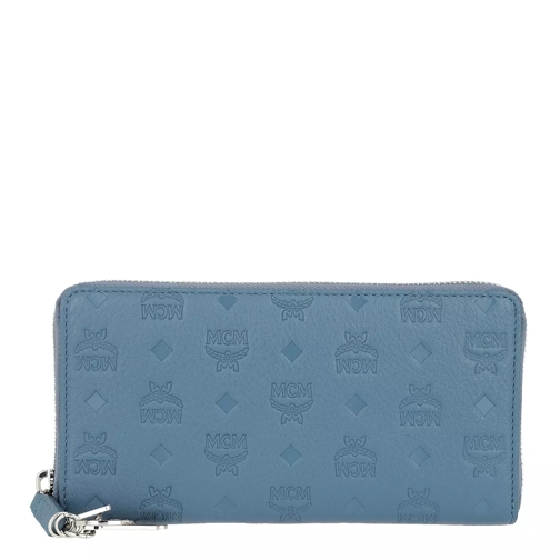 MCM Klara Zipped Wallet Large Luft Blue Portemonnaie mit Zip-Around-Reißverschluss
