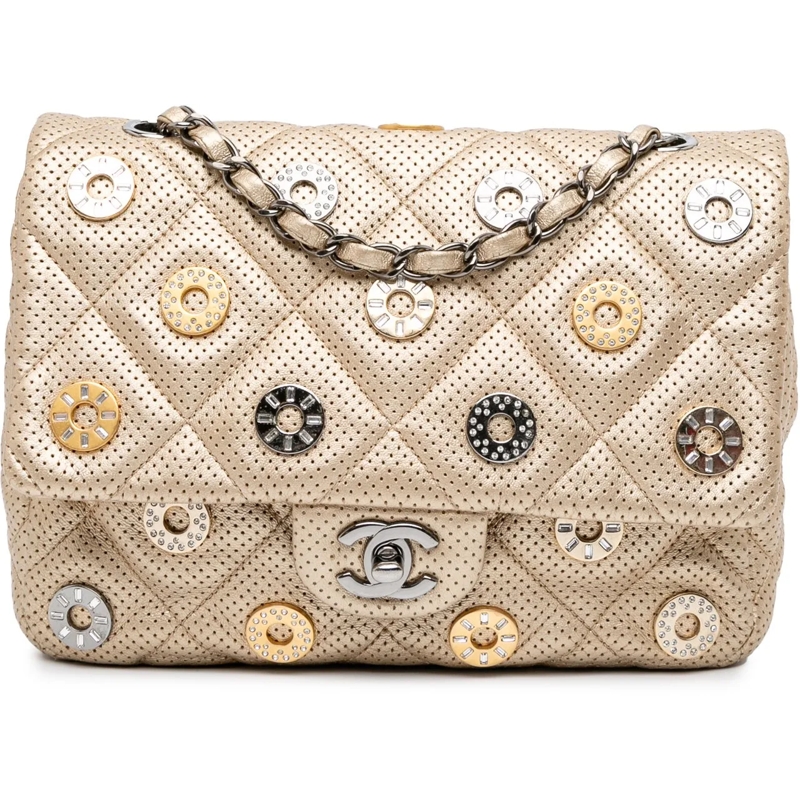 Chanel Sac à bandoulière Paris-Dubai Small Perforated Metallic Lambskin Med gold