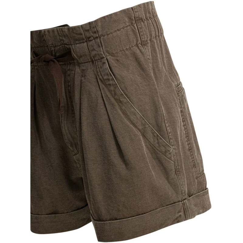 Etoile Isabel Marant Bermuda-Shorts Relaxed Fit Cotton-Linen Blend Bermudas Brown(Image 8)