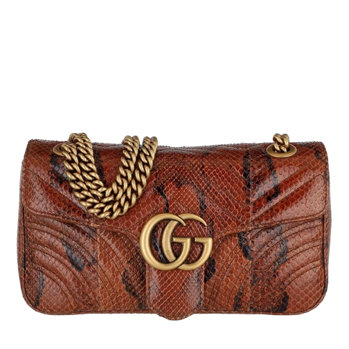 Gucci Small GG Marmont Crossbody Bag Python Leather Brown Crossbody Bag
