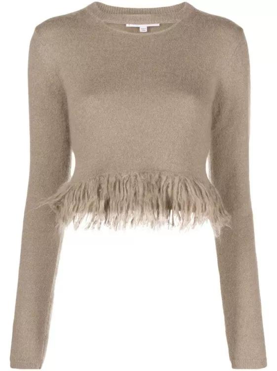 J.W.Anderson - Fringed-Hem Cropped Knitwear Jumper - Größe M - brown