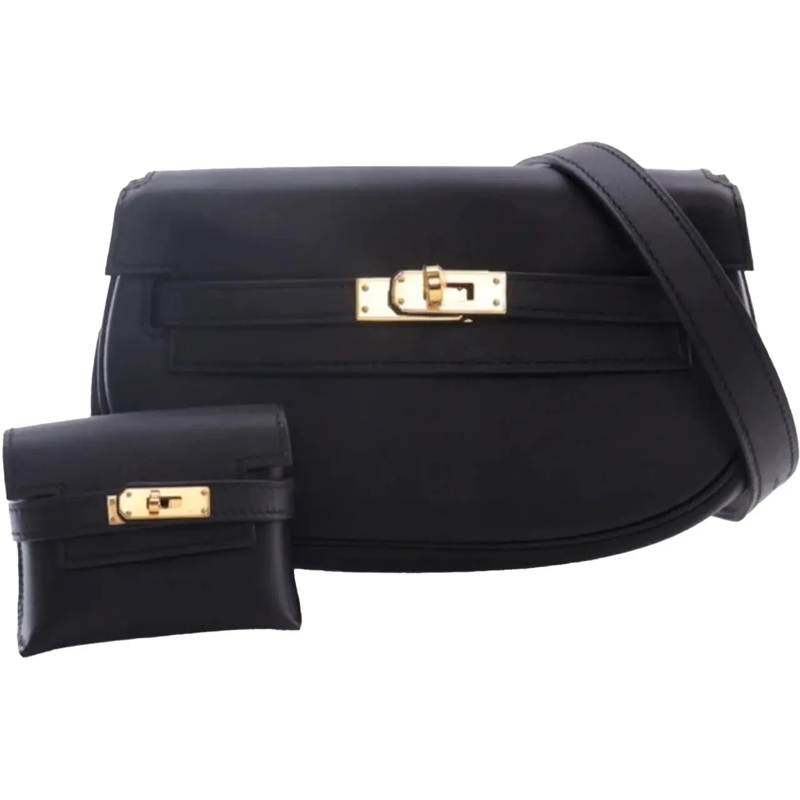 Hermès Schultertasche Swift Kelly Moove schwarz