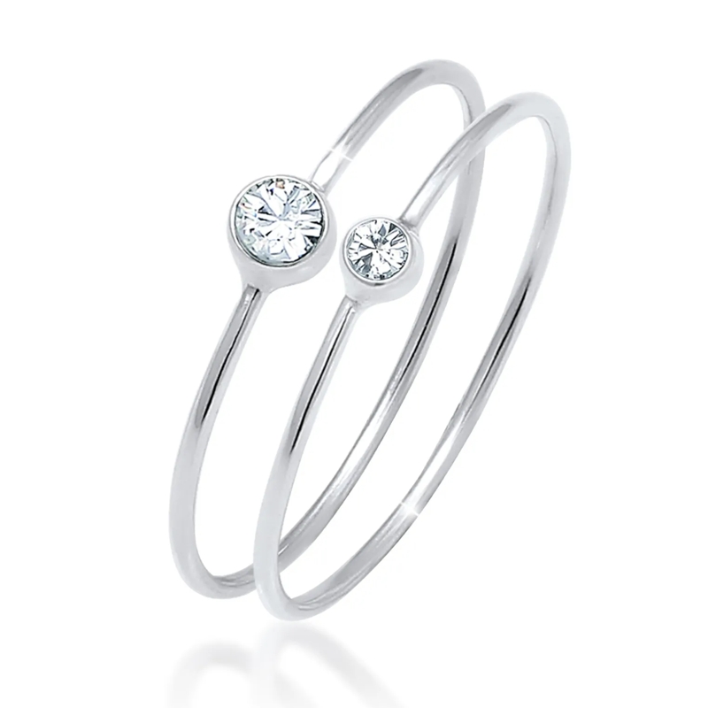 Elli Ring Ring Set 925 Silber, mit Kristallen von Swarovski® silber