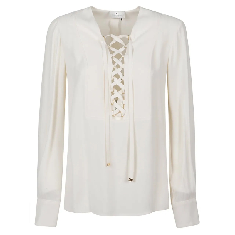 Elisabetta Franchi Chemisier Long Sleeve Blouse White weiß