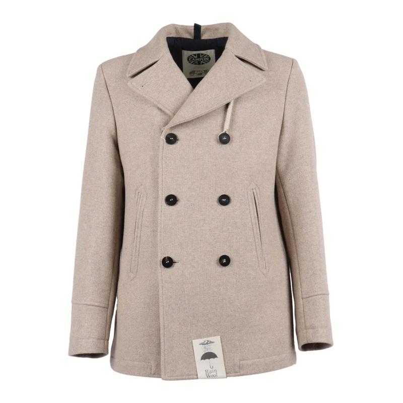 Camplin Manteau de transition Island - S Double-Breasted Wool Coat Neutrals