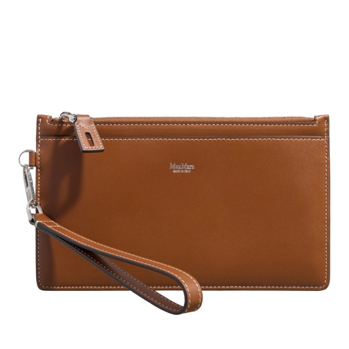 Max Mara Classic Pouch Ambra Marrone Portefeuille sur chaîne