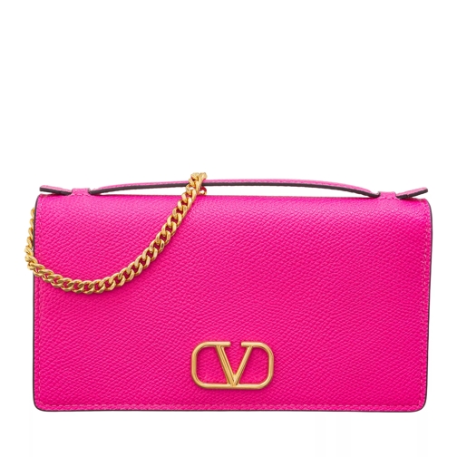 Valentino Garavani Wallet On Chain Logo Signature Pink Portefeuille sur chaîne