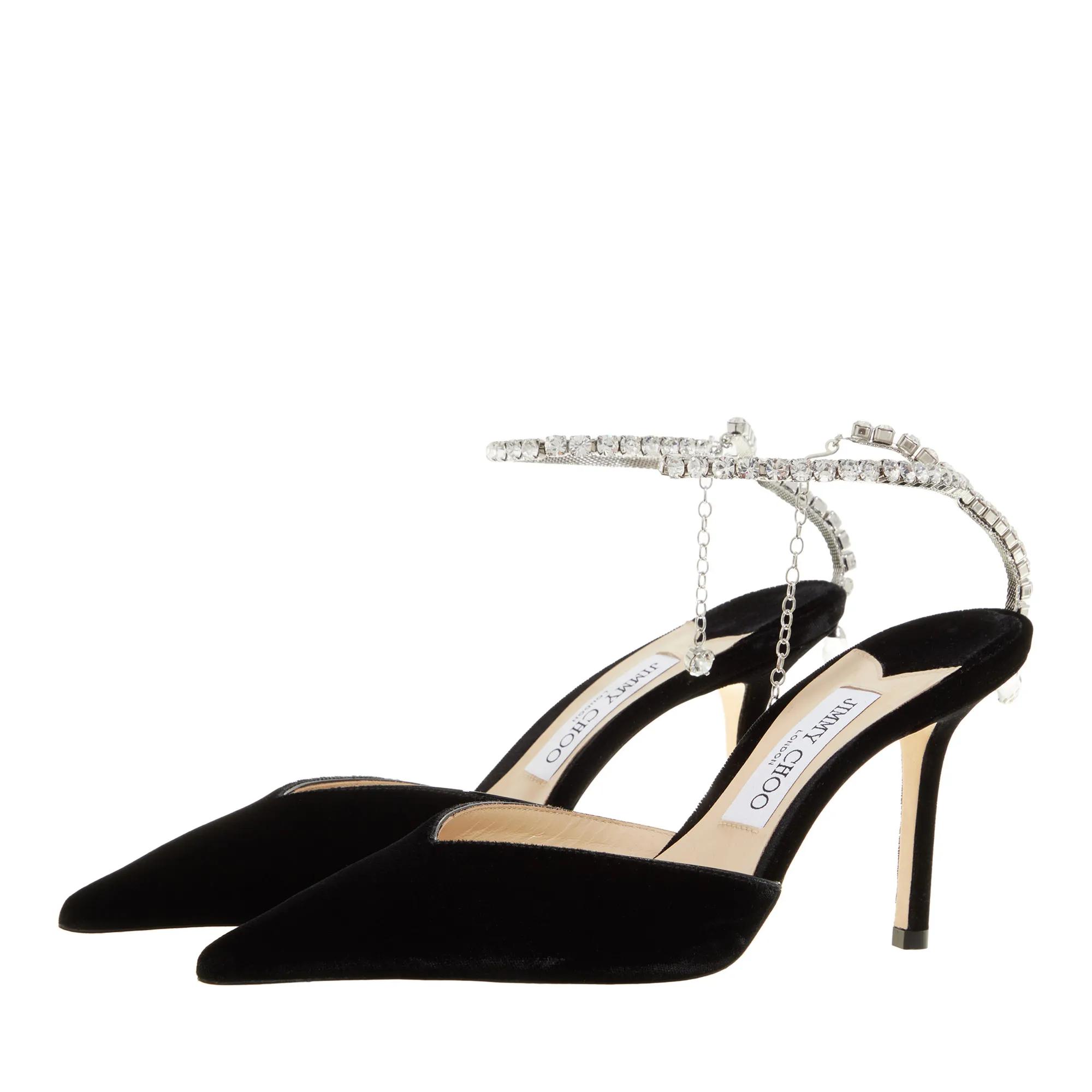 Jimmy Choo Pumps & High Heels - Crystal Chain Velvet Pumps - Gr. 37 (EU) - in Schwarz - für Damen