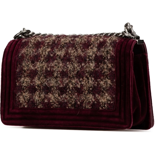 Chanel Sac à bandoulière 2013-2014 Old Medium Velvet and Tweed Boy Flap rot (Image 2)