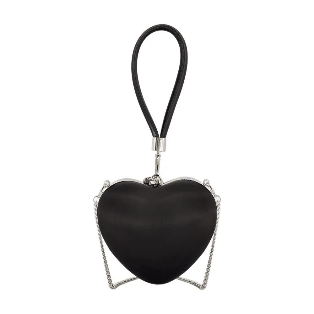 Self-portrait Clutches Top Handle Heart Clutch Silk Black in zwart
