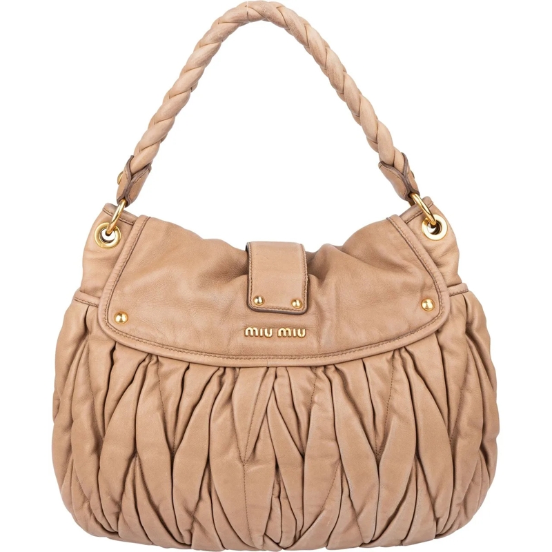 Miu Miu Tote Miu Miu Quilted Leather City Handbag braun