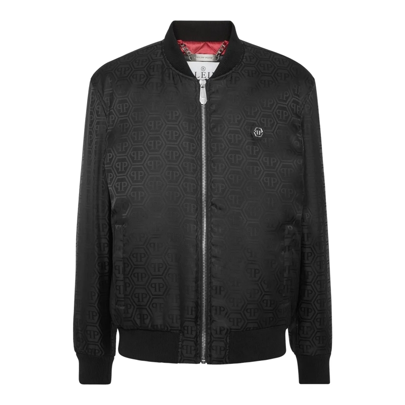 Philipp Plein Daunenjacke Bomber Monogram schwarz