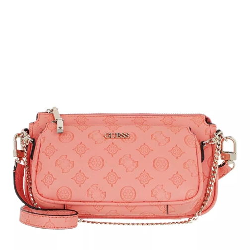 Guess Dayane Double Pouch Crossbody Bag Coral Crossbodytas