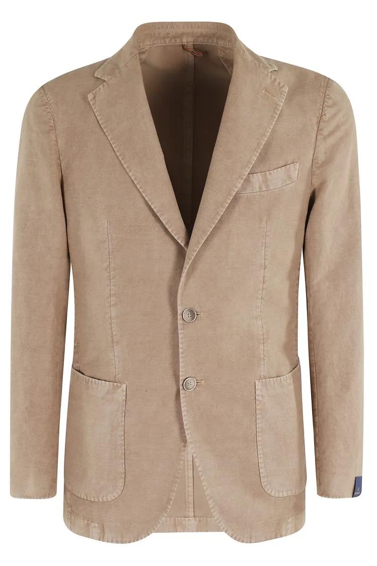Thumbnail - SANTANIELLO - Structured Tobacco Jacket With Notch Lapel - Größe 54 - braun