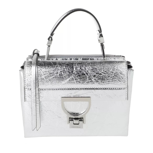 Coccinelle Handbag Laminated Leather Silver Axelremsväska