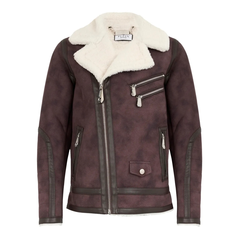 Philipp Plein Lederjacke Jacke braun