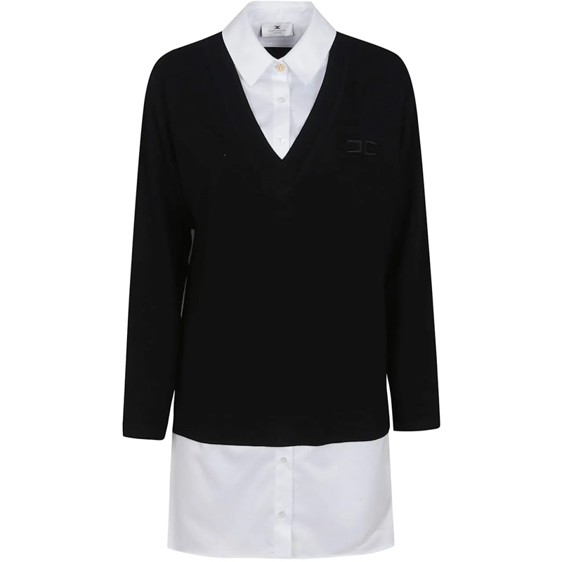 Elisabetta Franchi Minikleid Layered V-Neck Knit Top Black