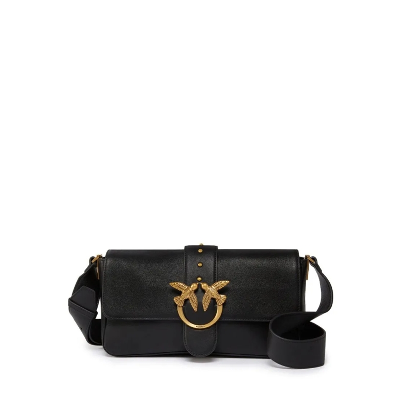 Pinko Sac à bandoulière Black Leather Crossbody Shoulder Bag Black