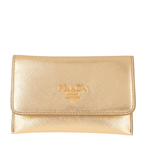 Prada Card Holder Saffiano Leather Gold Korthållare