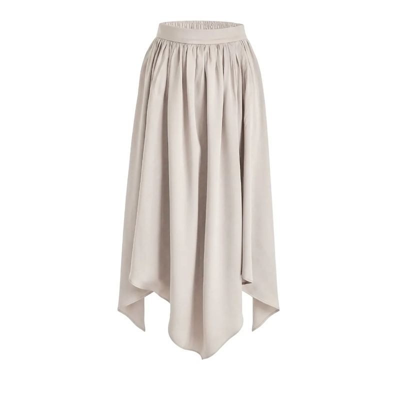 Helene Galwas Midirock Rock aus Seidensatin ILKARE beige