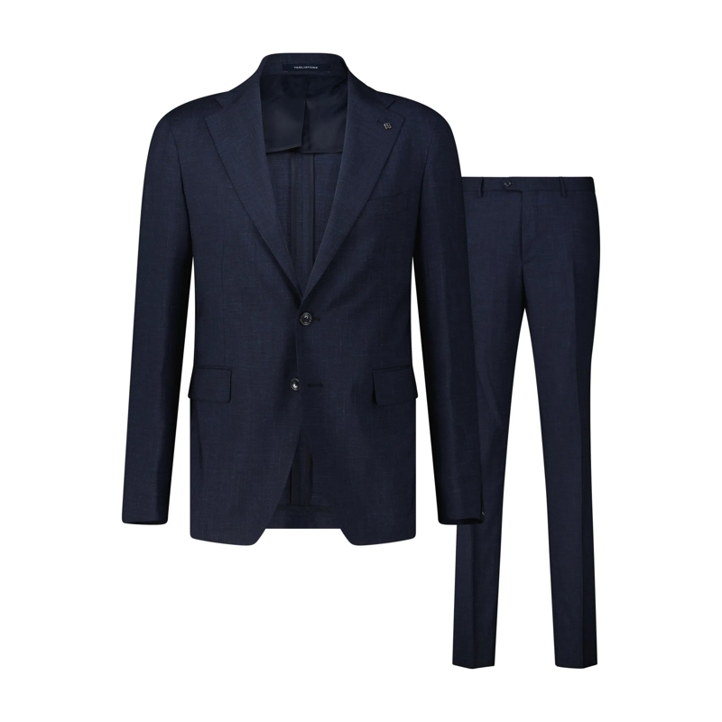 Tagliatore  Zweiteiliger Slim Fit Anzug aus Schurwolle Dunkelblau