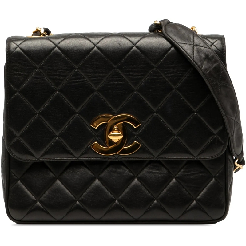 Chanel Sac à bandoulière Quilted Lambskin XL Square Flap schwarz