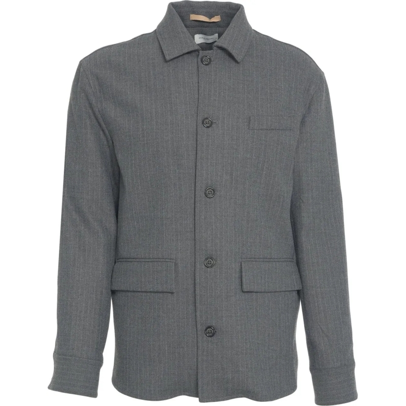 Paolo Pecora T-shirt Overshirt with pinstripes grau
