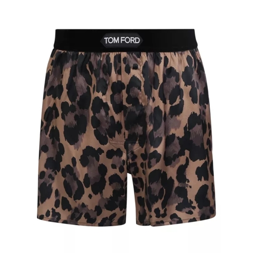 Tom Ford Leopard Print Silk Boxer Shorts Neutrals 