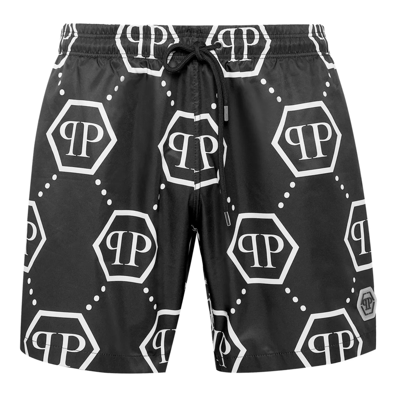 Philipp Plein  Badehose Monogram schwarz