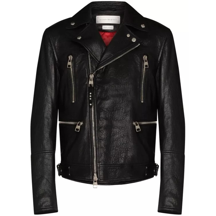 Alexander McQueen Leather Motorcycle Jacket Black