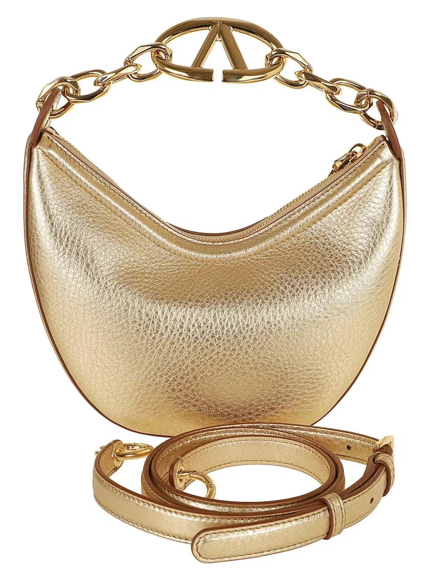 Valentino Garavani Hobo bags Metallic Leather Mini Hobo Vlogo Moon Bag in goud