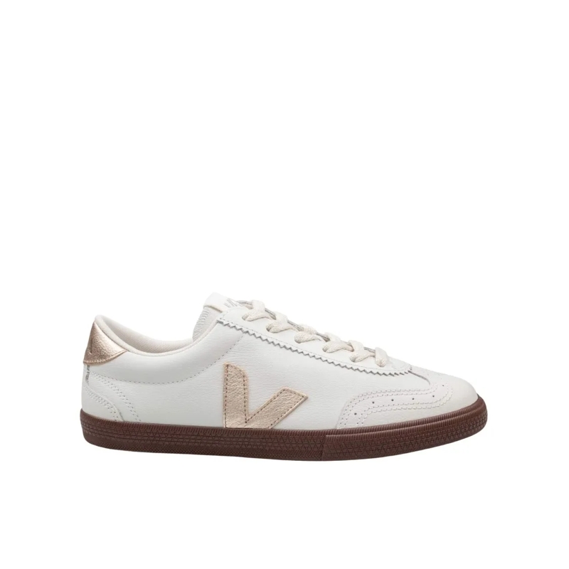 Veja Lage-top sneaker Volley Leather Sneakers, White And Grey