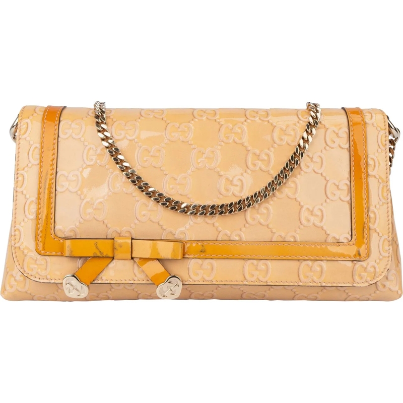 Gucci Schultertasche Gucci Patent Leather Heart Shoulder Flap Bag orange