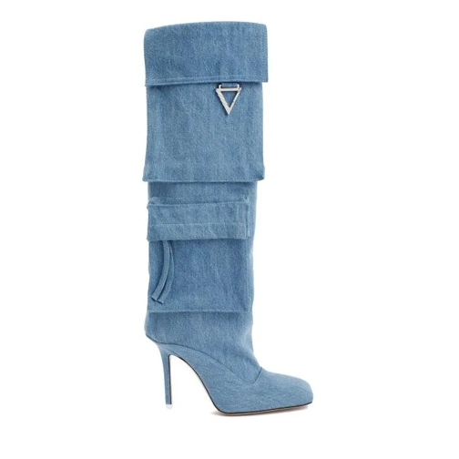 The Attico Blue Denim Sienna Tube Boot Blue Botte