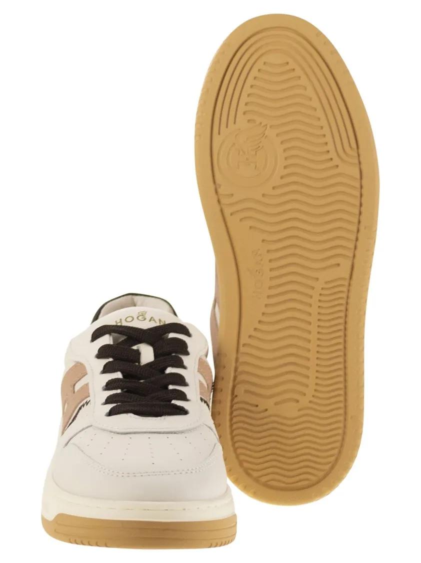 Thumbnail - Hogan Low-Top Sneaker - H630 - Leather Trainers With H On The Side - Gr. 38,5 (EU) - in Beige - für Damen