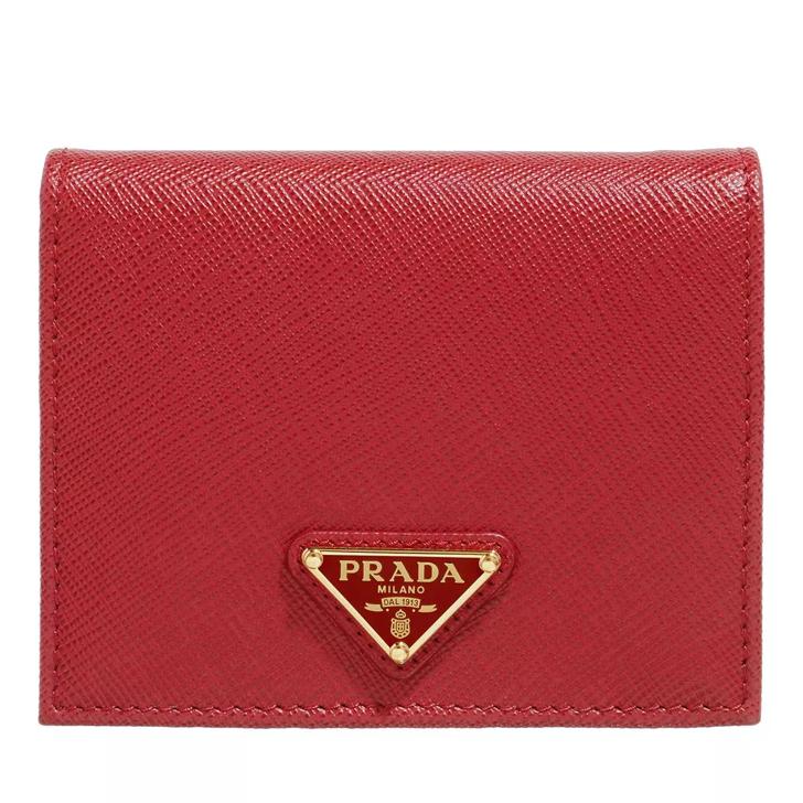 Gewoon scherm Besluit Prada Wallet Small Leather Red | Bi-Fold Portemonnee | fashionette