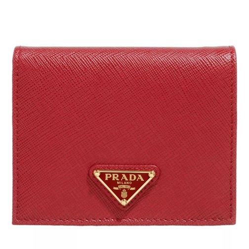 Prada Wallet Small Leather Red Tvåveckad plånbok