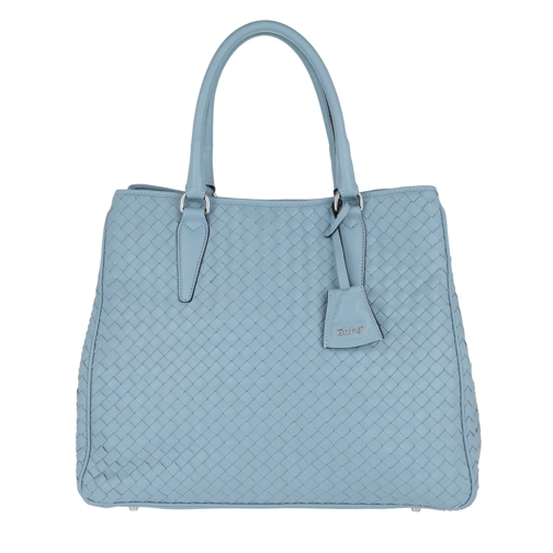 Abro Piuma Woven Leather Shopping Bag Light Blue Fourre-tout