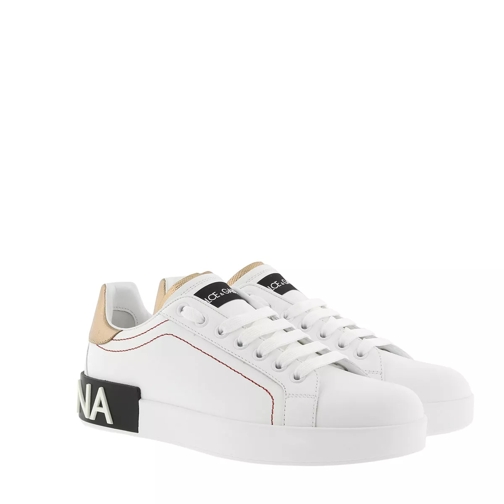 Dolce&Gabbana Portofino Sneakers Calf Leather White/Gold Low-Top Sneaker