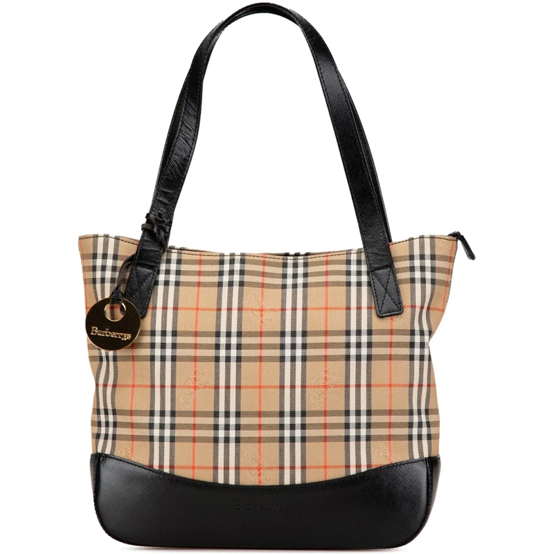Burberry Tote Haymarket Check Canvas Handbag braun