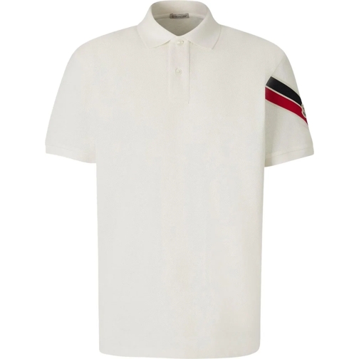 Moncler T-Shirts Polo Piqu� Logo weiß