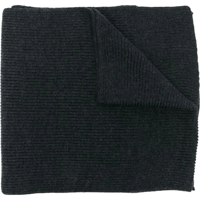 Polo Ralph Lauren  Textured Knit Black Merino Wool Scarf Black