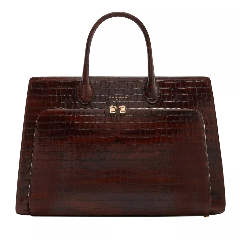 Isabel Bernard Fourre-tout Honoré Nadine Croco Brown Calfskin Leather Handbag