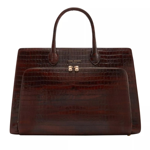 Isabel Bernard Honoré Nadine Croco Brown Calfskin Leather Handbag Fourre-tout