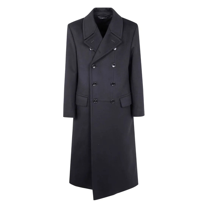 Tom Ford Übergangsmantel Long Double-Breasted Virgin Wool And Cashmere Coat Grey