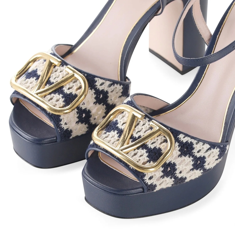 Valentino Garavani Schnürschuhe Plateausandalen mit Logo blau(Image 4)