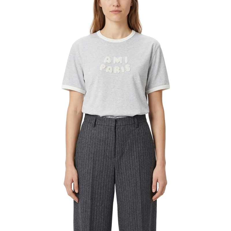 AMI Paris T-Shirt T-Shirt mit Logo grau(Image 2)