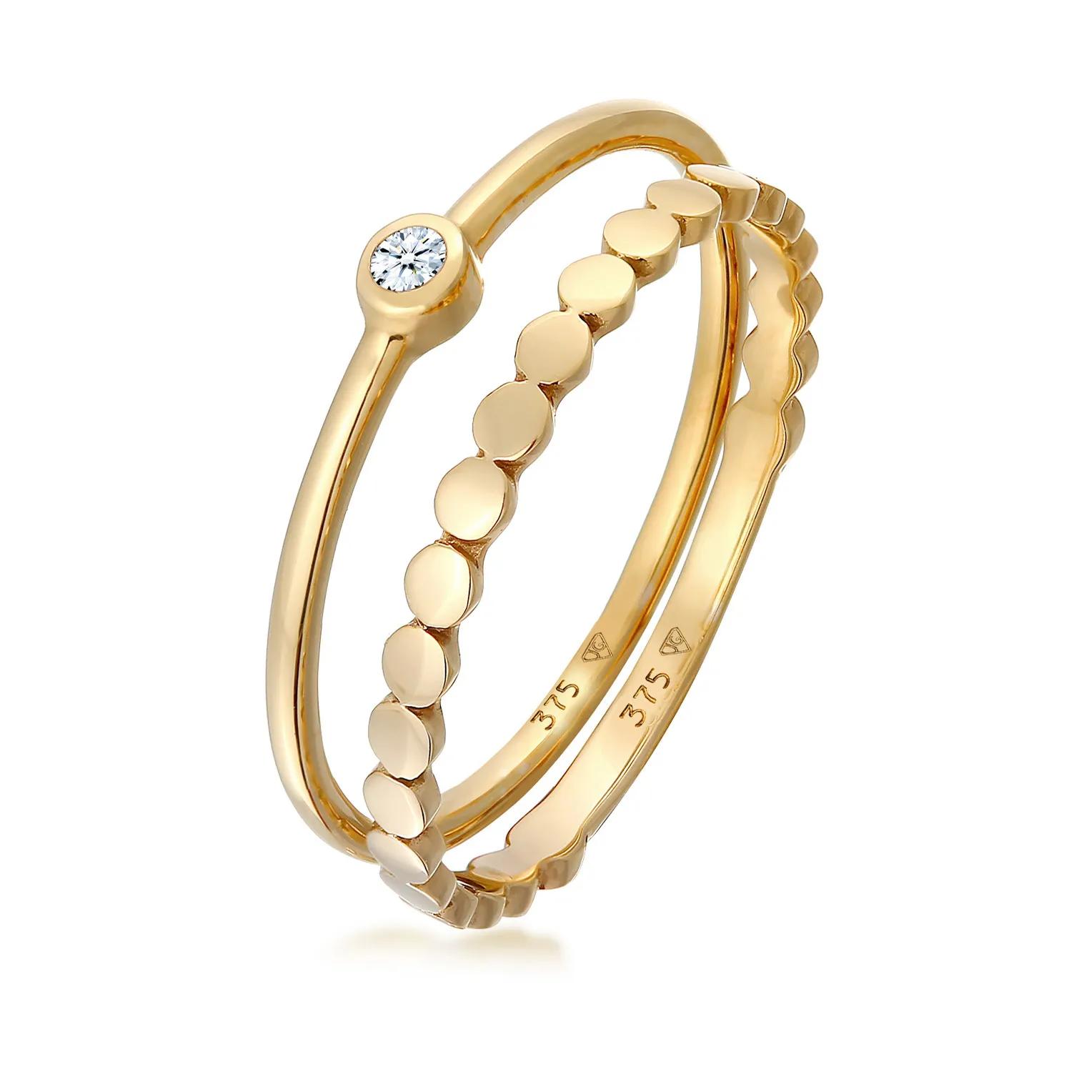 Elli Ringe - Ring Eternity Solitär Diamant (0.03 ct) Set 375 Ge - Gr. 52 MM - in Gold - für Damen