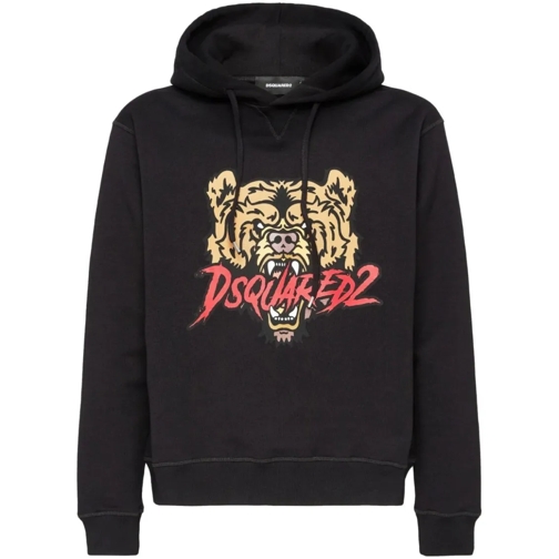 Dsquared2 Logo-Print Cotton Hoodie Black Huvtröja