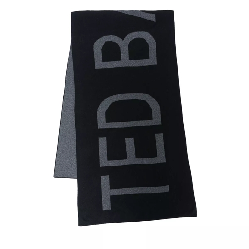 Ted Baker Wxv Fireiy Branded Jacquard Knitted Scarf Black Wollen Sjaal